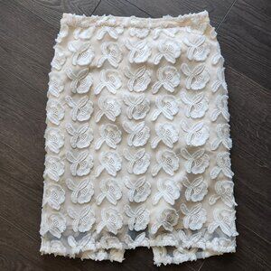 Cream embroidered midi skirt